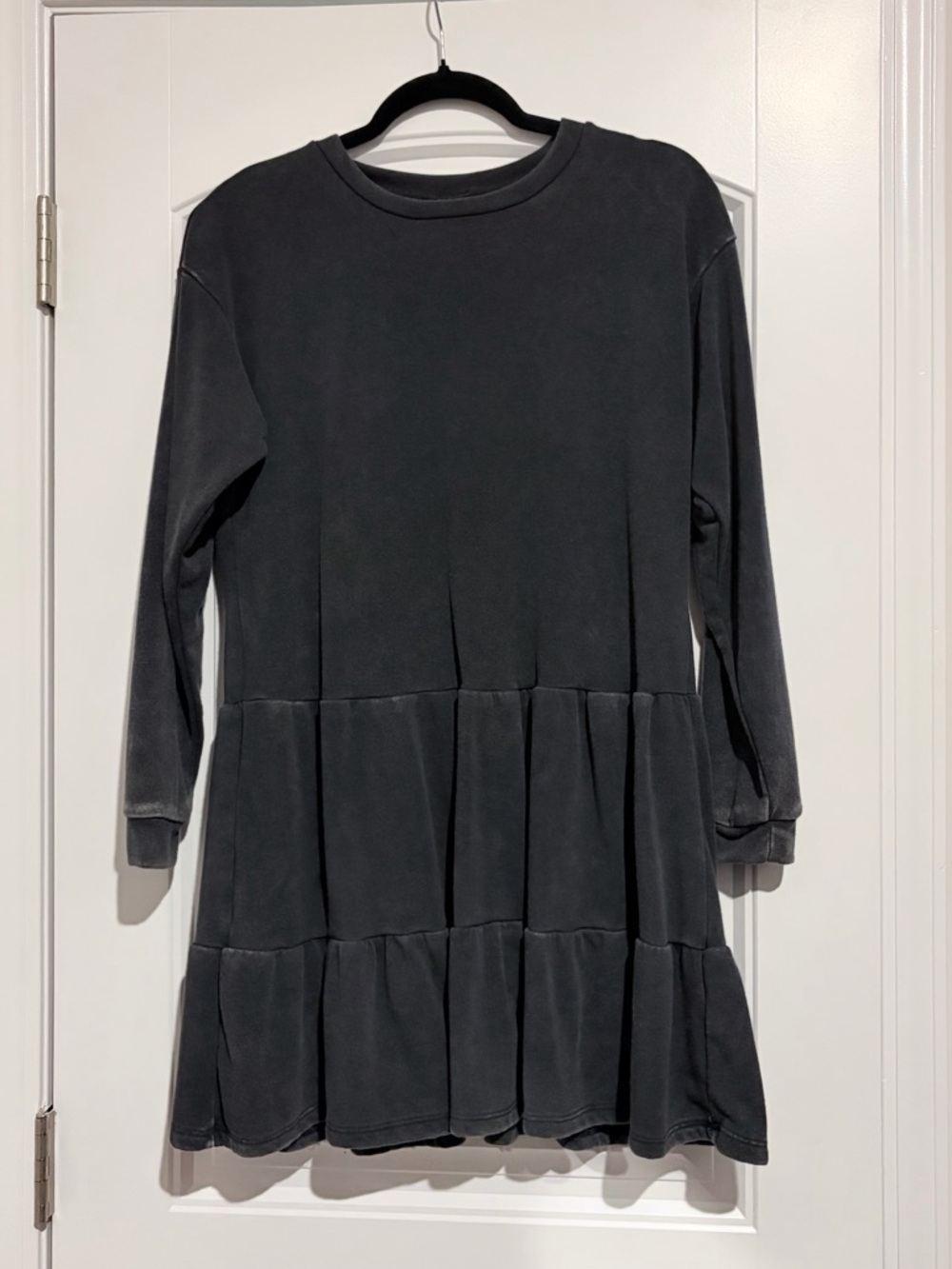 wild fable Dark Gray Tiered Crewneck Sweatshirt Dress